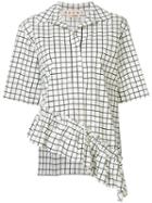 Marni - Asymmetric Grid Print Blouse - Women - Cotton - 36, White, Cotton