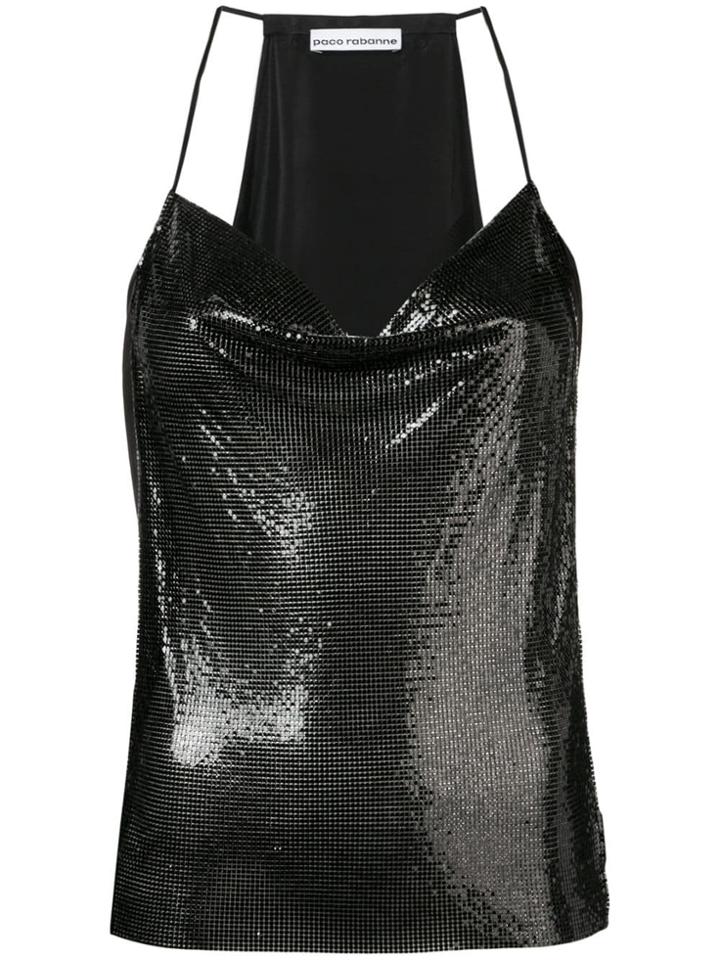 Paco Rabanne Draped Mesh Top - Black