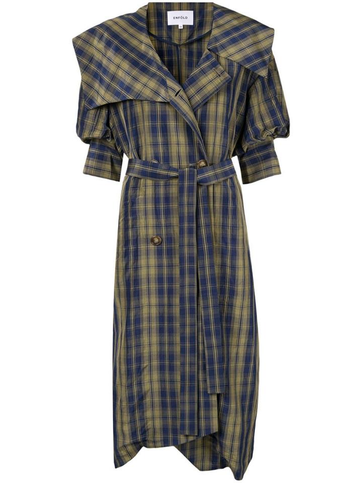 Enföld Plaid Double Breasted Coat - Yellow