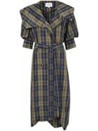 Enföld Plaid Double Breasted Coat - Yellow