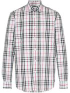 Burberry Check Print Cotton Shirt - Blue