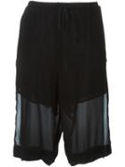 Lost & Found Ria Dunn Layered Knee Shorts, Women's, Size: M, Black, Silk/spandex/elastane