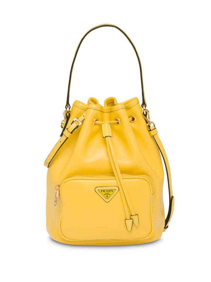 Prada Logo Bucket Bag - Yellow