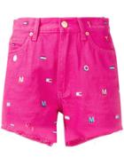 Tommy Jeans Monogram Embroidery Denim Shorts - Pink