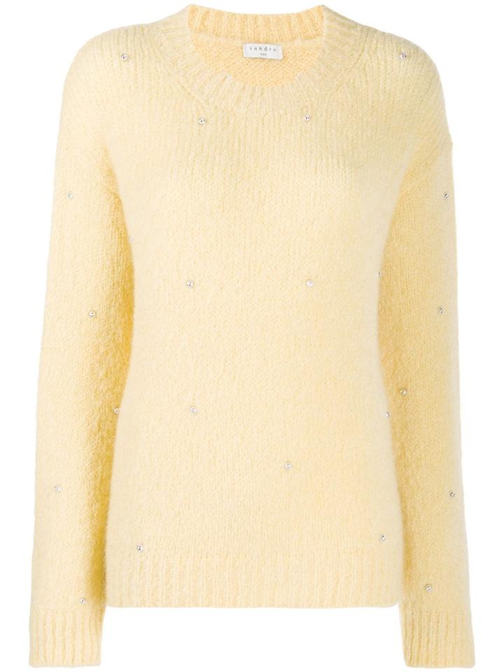 Sandro Paris Embellished Knit Jumper - Yellow