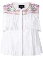 Saloni - Leaf Pointelle Top - Women - Cotton/polyester - 6, White, Cotton/polyester