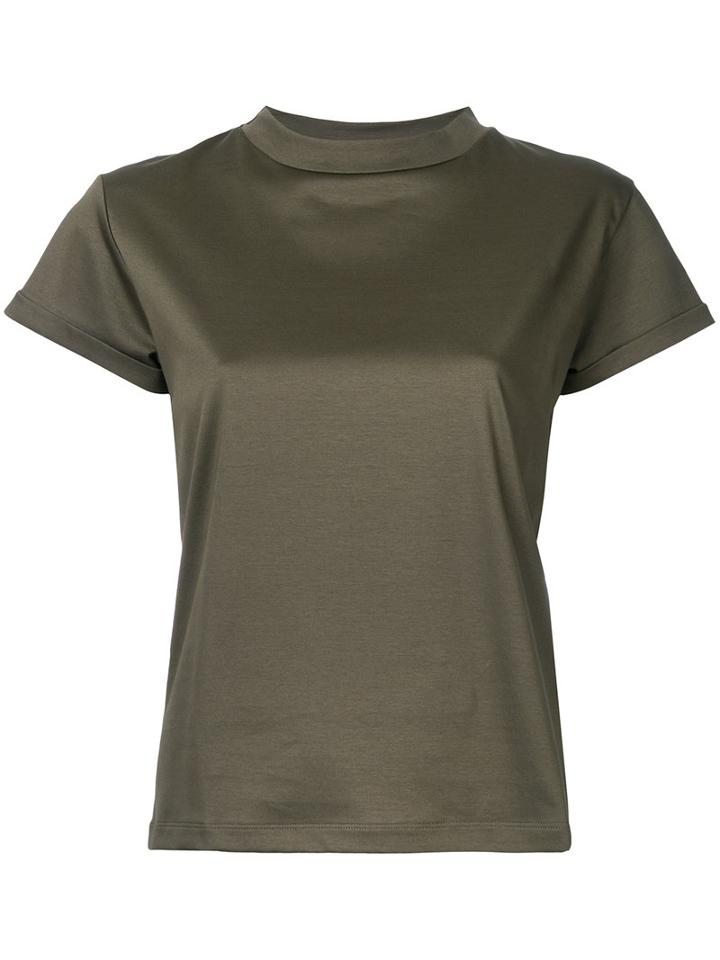 High Neck T-shirt - Women - Cotton - 38, Green, Cotton, Estnation