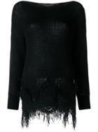 Ermanno Scervino Lace And Feather Hem Sweater - Black