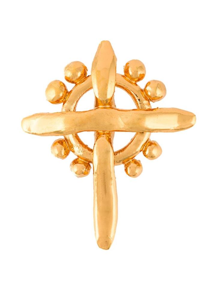 Christian Lacroix Vintage Gold Cross Brooch, Women's, Metallic