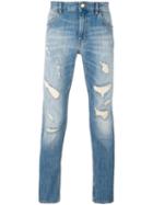 Love Moschino Distressed Slim Jeans, Men's, Size: 36, Blue, Cotton/spandex/elastane