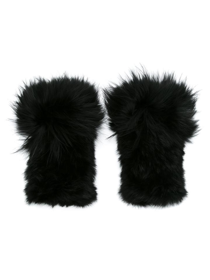 Andrea Bogosian - Rabbit Fur Gloves - Women - Rabbit Fur/viscose - One Size, Black, Rabbit Fur/viscose