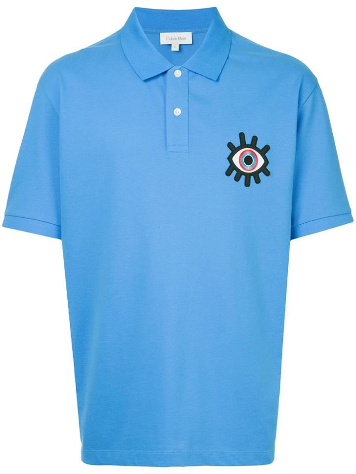 Ck Calvin Klein Eye Embroidered Polo Shirt - Blue