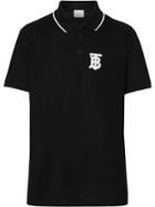 Burberry Monogram Motif Tipped Cotton Piqué Polo Shirt - Black
