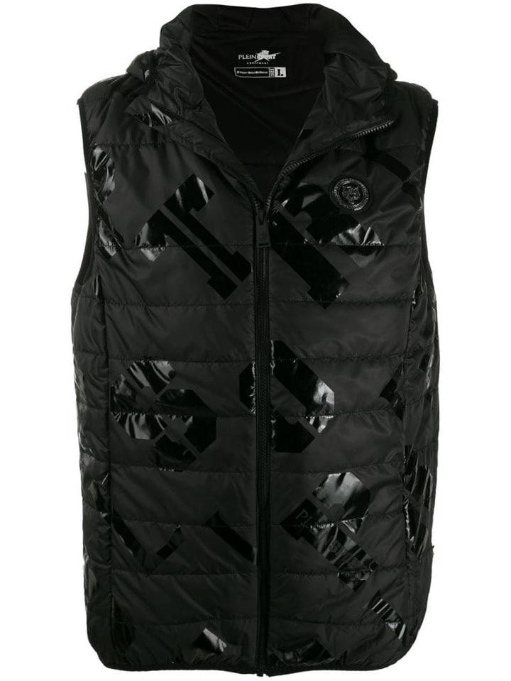 Plein Sport Padded Zip-up Gilet - Black