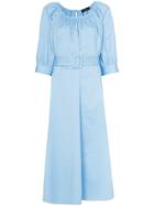 Joseph Shan Square Neck Three-quarter Peasant Sleeve Cotton Dress -