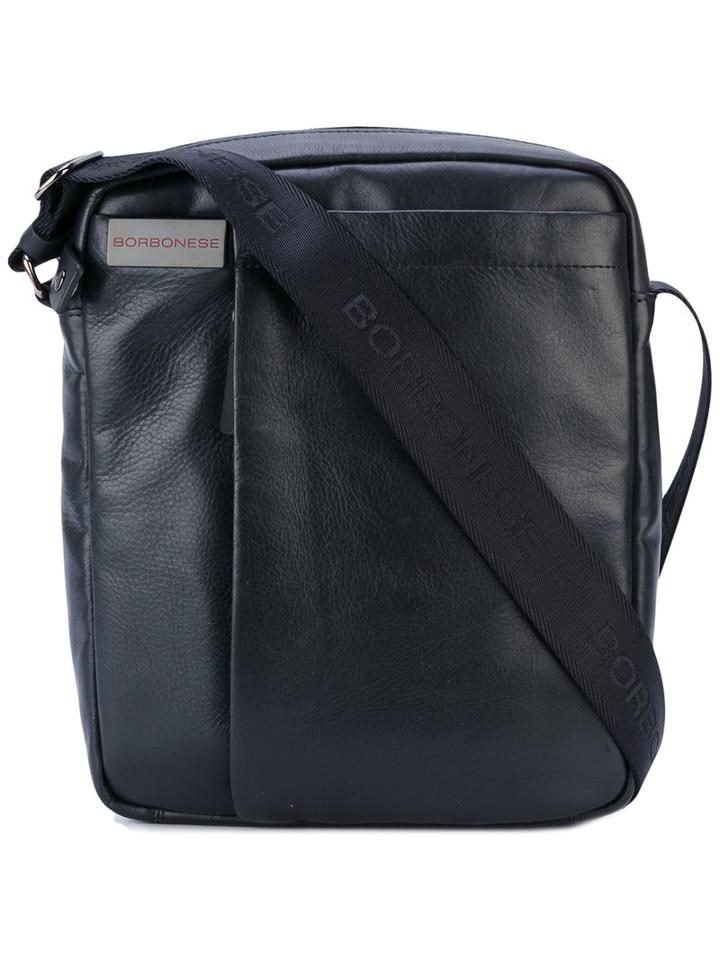 Borbonese - Shoulder Bag - Men - Leather/polyester - One Size, Black, Leather/polyester