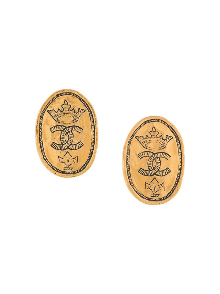 Chanel Vintage Cc Logos Earrings - Metallic