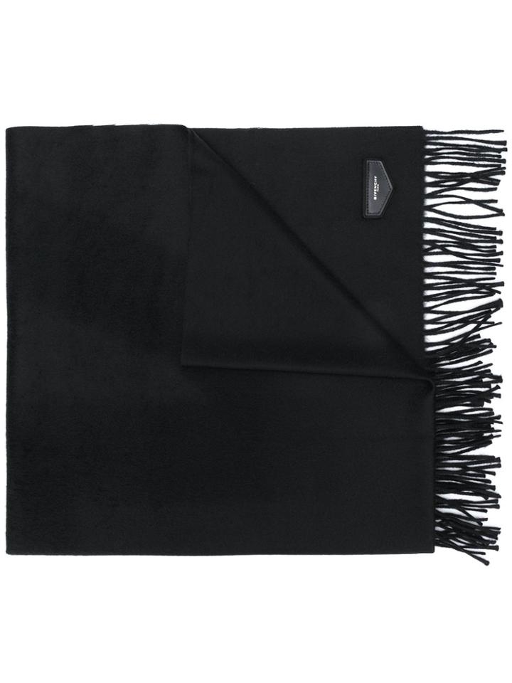 Givenchy Logo Plaque Tassel Scarf - Black