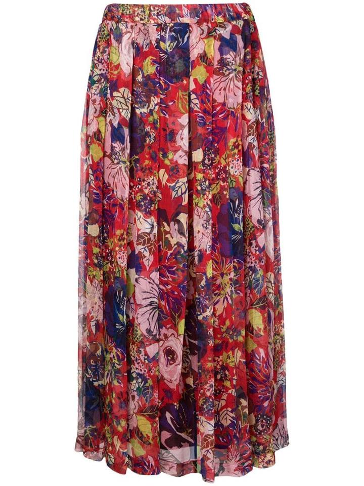Aspesi Floral Printed Skirt - Red