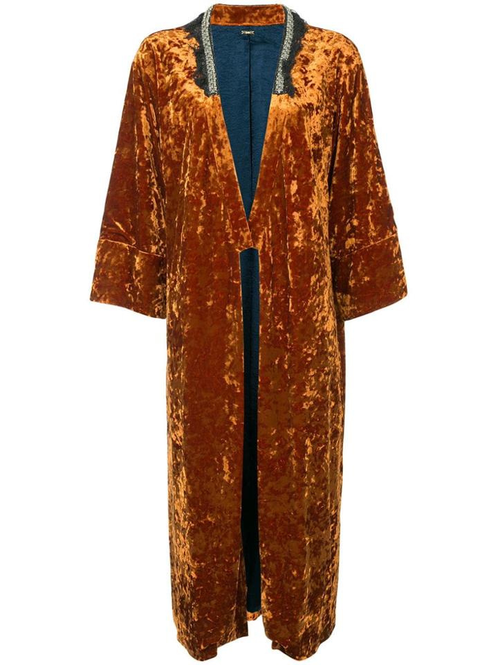 Muller Of Yoshiokubo Velvet Kimono Coat - Orange