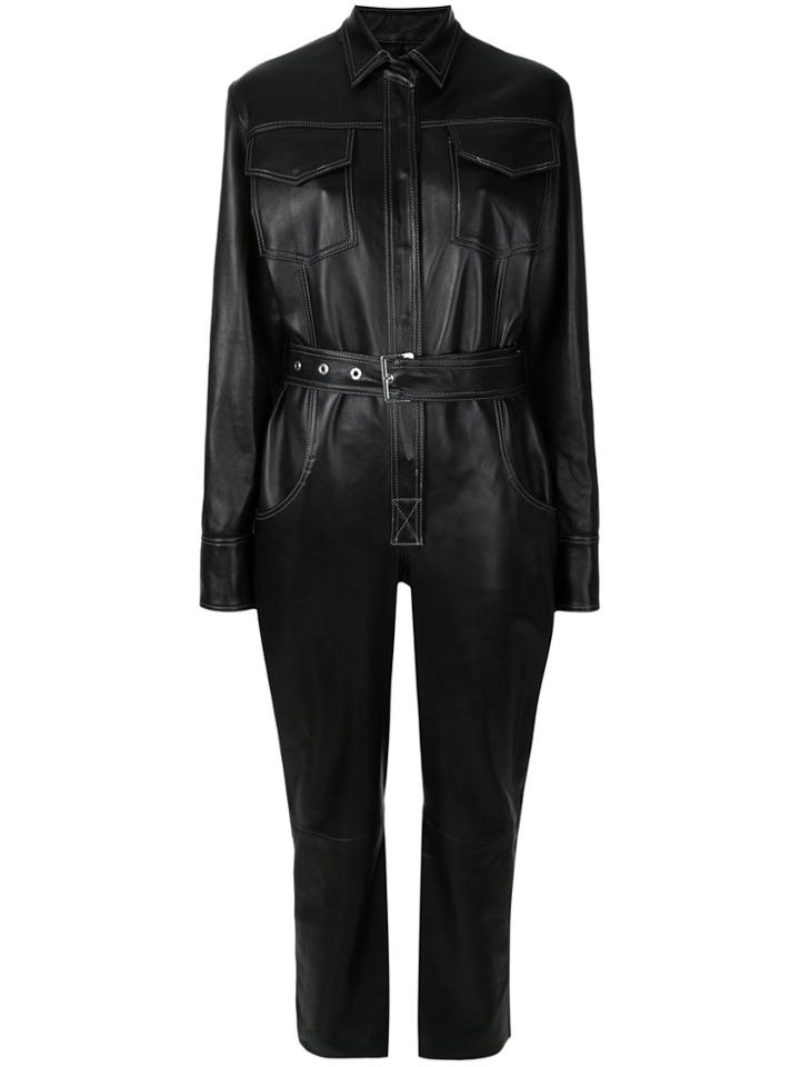 Manokhi Leather Utility Jumpsuit - Black