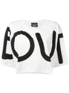 Boutique Moschino Cropped Logo T-shirt, Women's, Size: 40, White, Cotton
