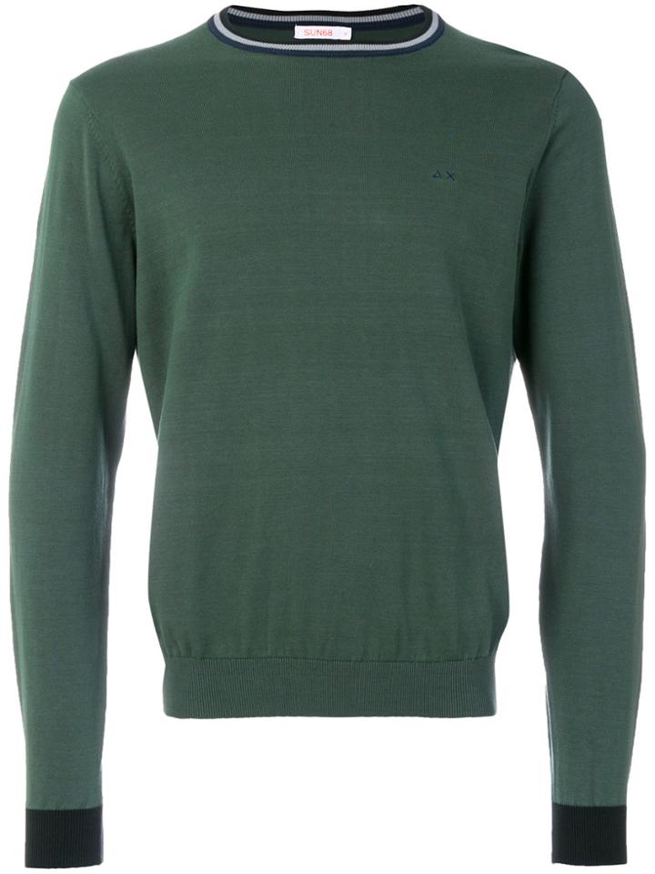 Sun 68 Embroidered Detail Jumper - Green