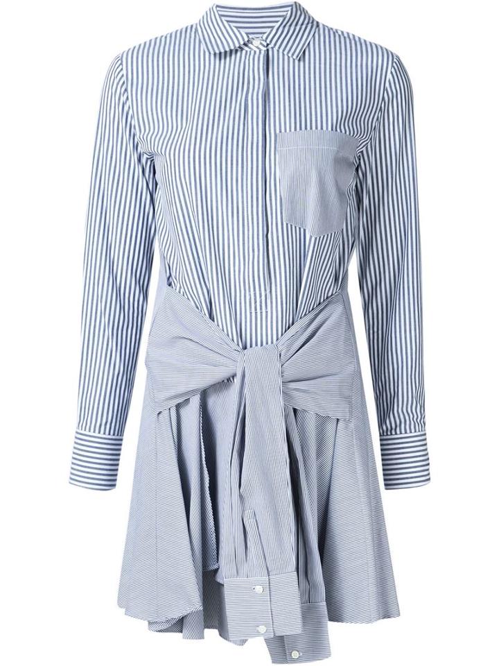 Derek Lam 10 Crosby Striped Shirt Dress, Women's, Size: 8, White, Cotton