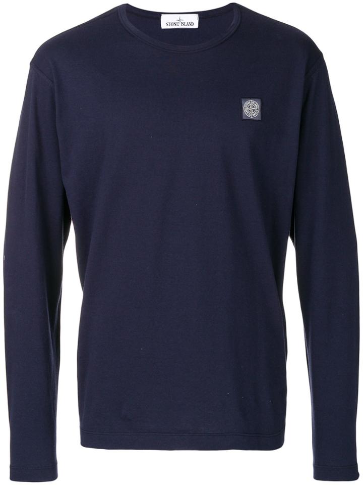 Stone Island Logo Patch Long Sleeve Top - Blue