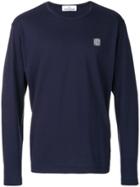 Stone Island Logo Patch Long Sleeve Top - Blue