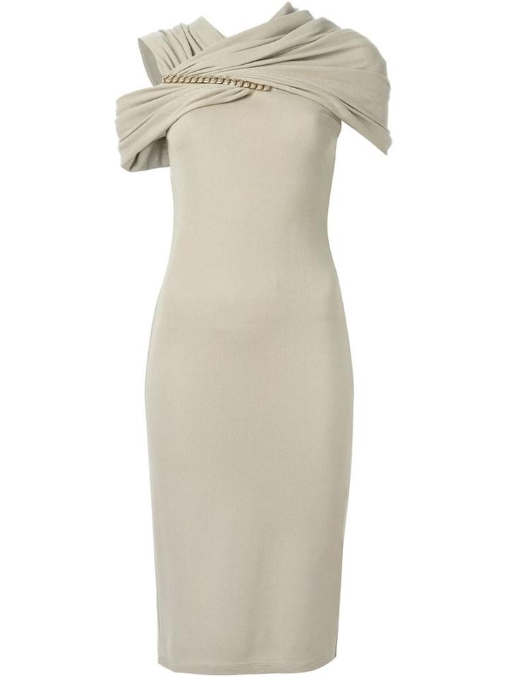 Givenchy Draped Shoulder Fitted Dress, Women's, Size: 38, Nude/neutrals, Polyamide/spandex/elastane/viscose