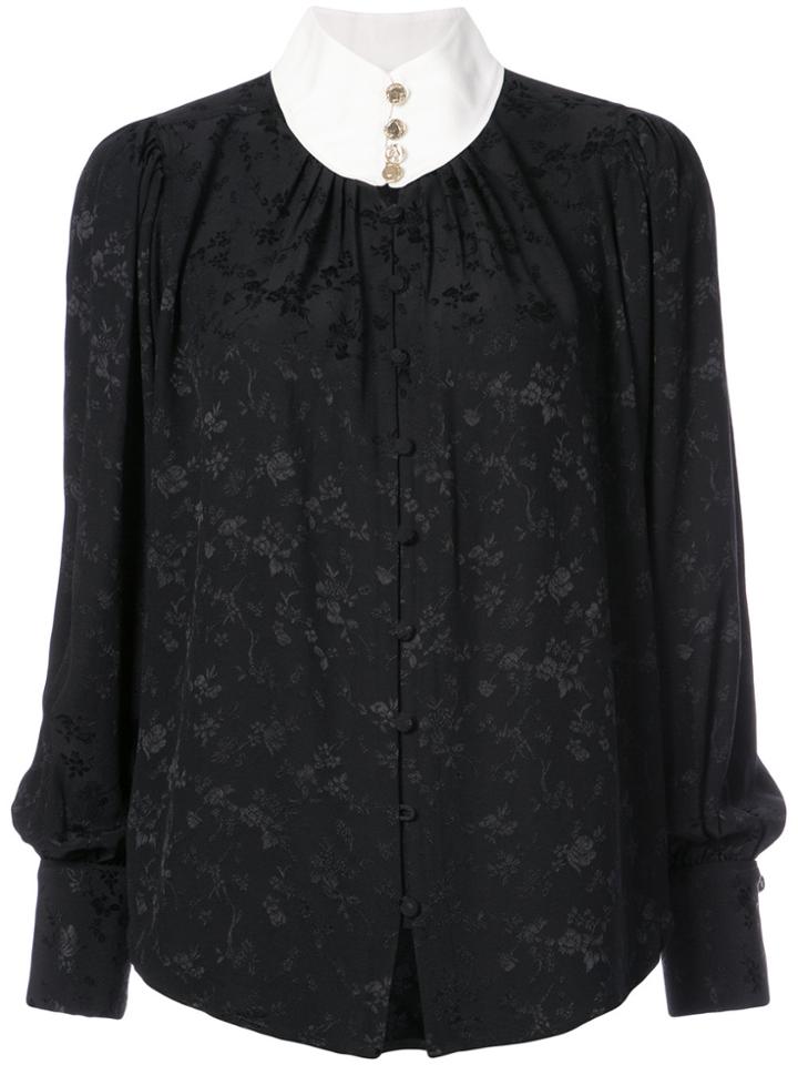 Maison Mayle Floral Embossed Blouse - Black