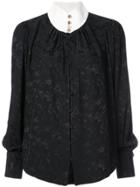 Maison Mayle Floral Embossed Blouse - Black
