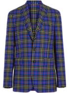 Burberry Classic Fit Tartan Wool Tailored Jacket - Blue
