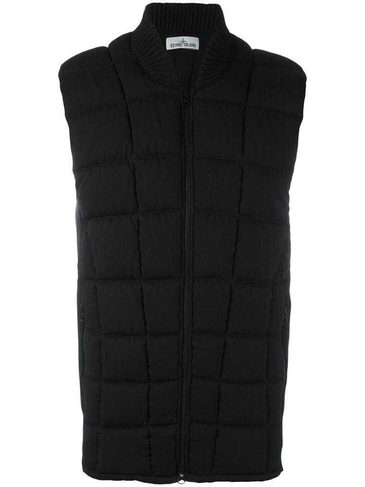 Stone Island Padded Zipped Gilet, Men's, Size: Large, Black, Polyamide/polyester