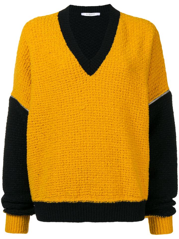 Givenchy Zipped Sleeves V-neck Jumper - Yellow & Orange