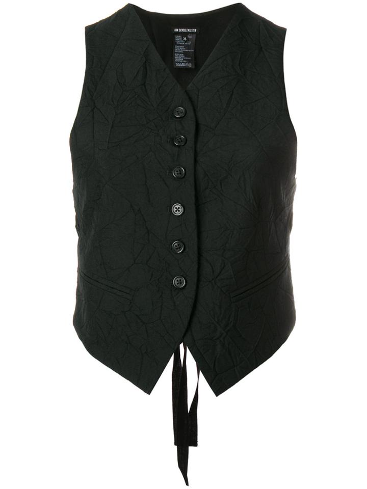 Ann Demeulemeester Crinkle Detail Waistcoat - Black