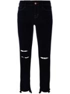 J Brand Distressed Cropped Jeans, Women's, Size: 26, Black, Cotton/polyester/spandex/elastane/viscose