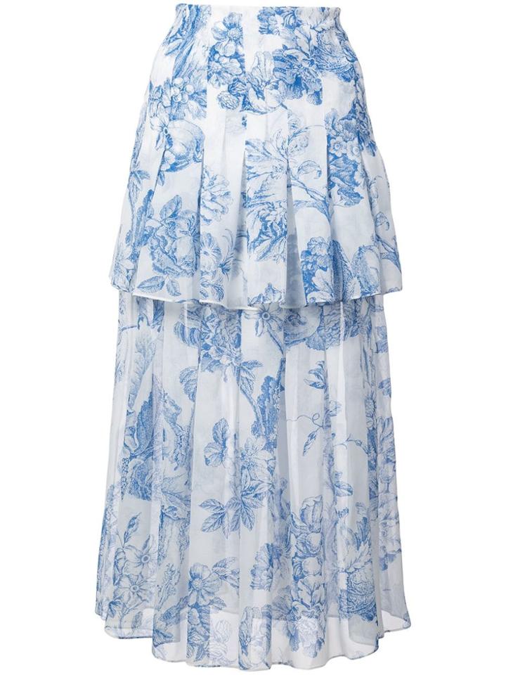 Oscar De La Renta Floral Print Skirt - White