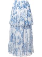 Oscar De La Renta Floral Print Skirt - White