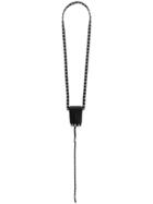 Saint Laurent Studded Pouch Necklace - Black