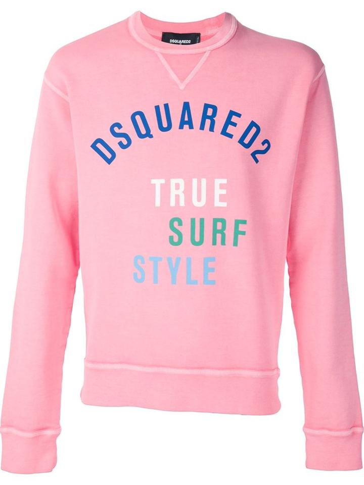 Dsquared2 True Surf Style Sweatshirt, Men's, Size: Medium, Pink/purple, Cotton