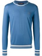 Dolce & Gabbana Embroidered Crown Jumper, Men's, Size: 50, Blue, Virgin Wool