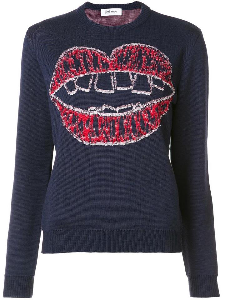 Jimi Roos 'kiss' Embroidered Jumper, Women's, Size: Medium, Blue, Virgin Wool/cotton