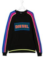 Diesel Kids Teen Logo Colour-block Sweater - Black