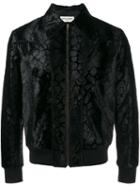Saint Laurent Leopard Print Collared Jacket, Men's, Size: 52, Black, Viscose/wool/cupro/cotton
