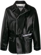 United Standard Logo Belt Biker Jacket - Black