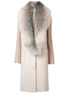 Sally Lapointe Long-length Coat, Women's, Size: 4, Nude/neutrals, Leather/cashmere/silk/fox Fur
