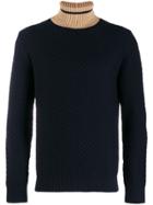 Eleventy Contrast Turtleneck Jumper - Blue