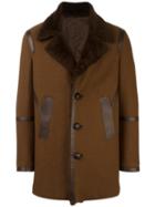 Neil Barrett Panelled Coat, Men's, Size: 46, Brown, Wool/virgin Wool/lamb Skin/cotton